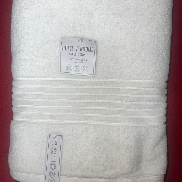 Hotel Vendome 3 Pck Spa Collection Zero Twist COTTON Bath TOWEL 30x56” White - Picture 3 of 7
